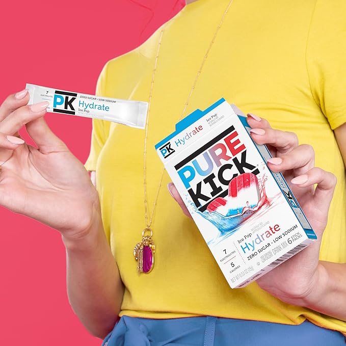 Pure Kick Hydration Singles To Go Drink Mix, Ice Pop, Includes 12 Boxes with 6 Packets in each Box, 72 Total Packets