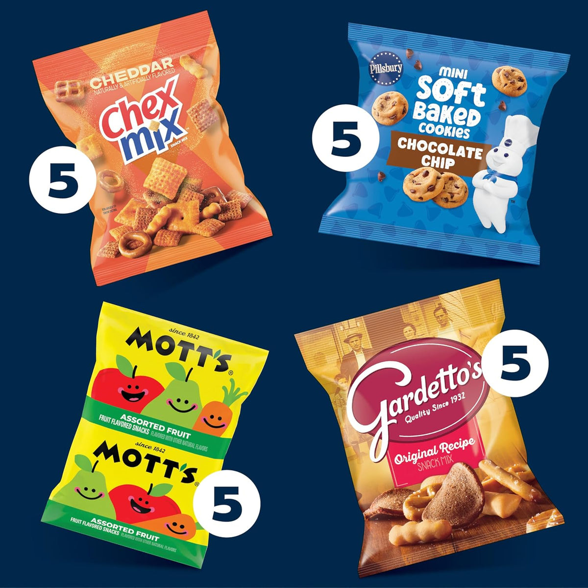 Chex Mix, Mott's, Gardetto's, Pillsbury Cookies, Snack Time Faves Variety Pack, Snack Bags, 20 Ct, 26.5 oz