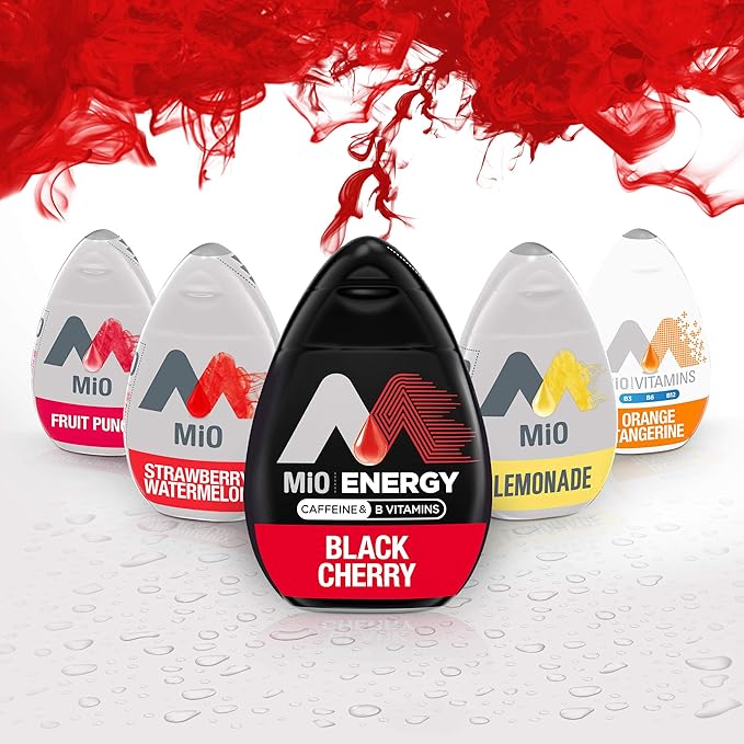 MiO Energy Black Cherry Naturally Flavored Liquid Water Enhancer 1 Count 3.24 fl oz (Pack of 5)