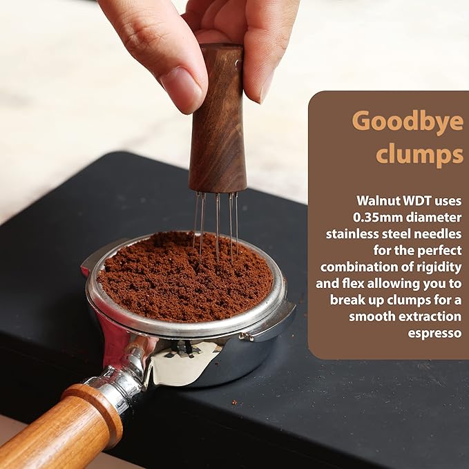 Handmade American Walnut WDT Tool V2.0 Built-in Magnet, Espresso Distribution Tools, Espresso Stirrer with Stand