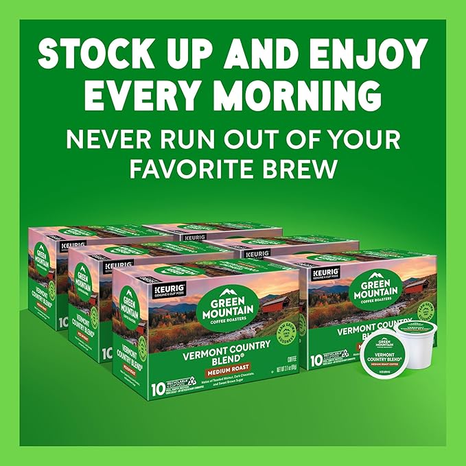 Green Mountain Coffee Roasters Vermont Country Blend Keurig Single-Serve K-Cup Pods, Medium Roast Coffee, 60 Count (6 Packs of 10)
