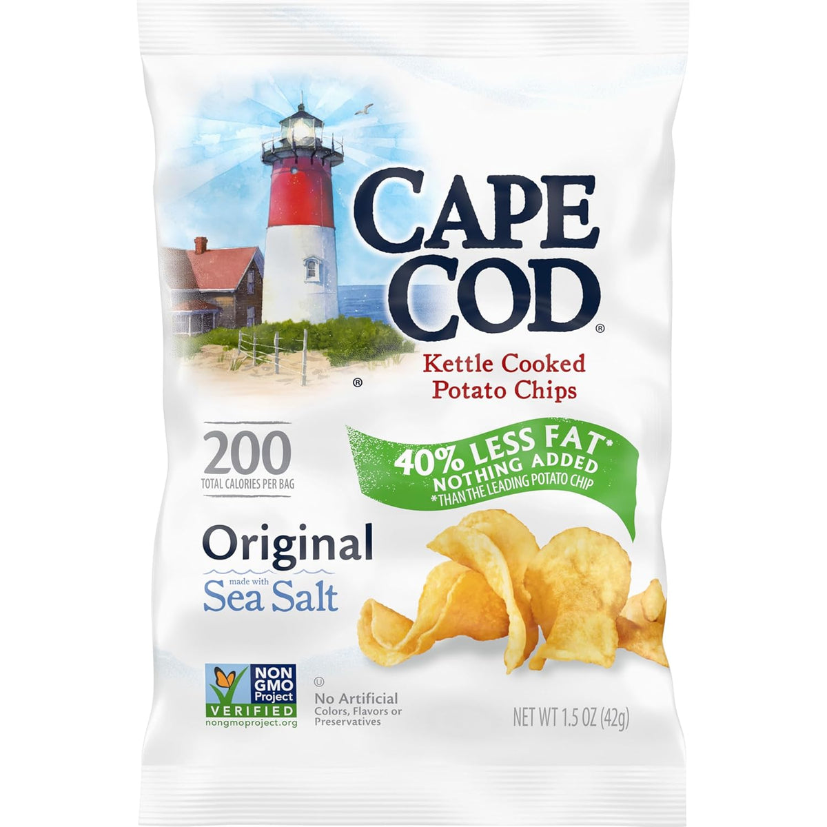 Cape Cod Potato Chips, Less Fat Original Kettle Chips, 1 Oz Snack Bags, 10 Ct