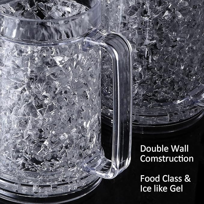 Double Wall Gel Frosty Freezer Ice Mugs Clear 16oz Set of 1 (White), one, BB000