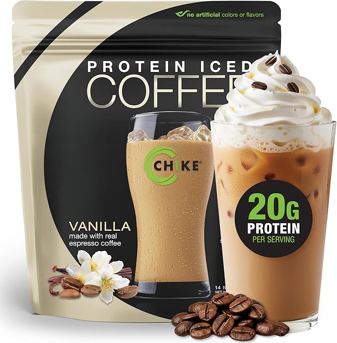 Chike Vanilla High Protein Iced Coffee, 20 G Protein, 2 Shots Espresso, 1 G Sugar, Keto Friendly and Gluten Free, 14 Servings (15.8 Ounce)