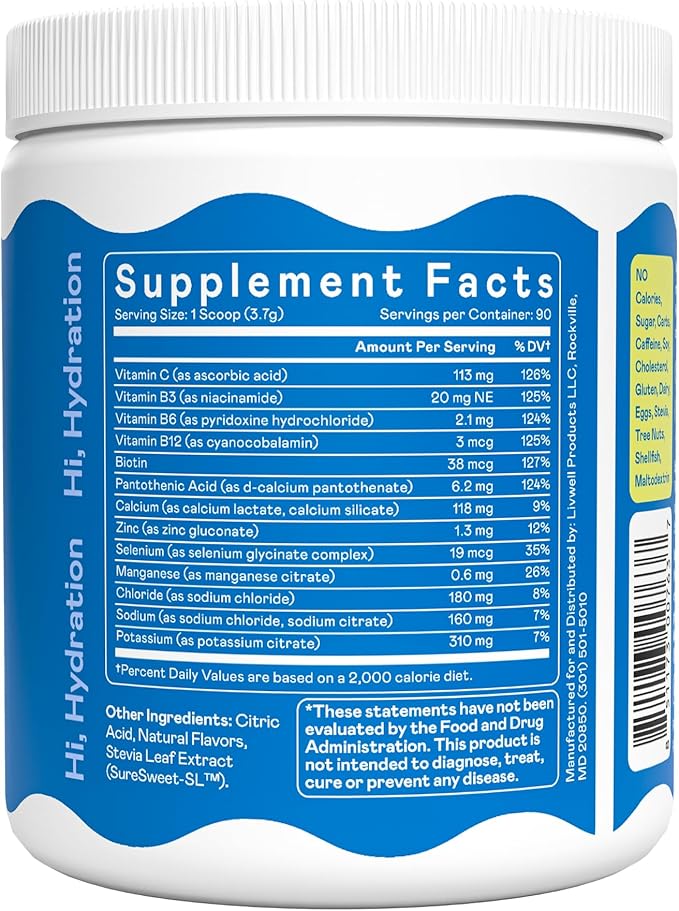 Hi-Lyte Electrolyte Powder, Daily Hydration Supplement Drink Mix, 90 Servings | Sugar-Free, 0 Calories, 0 Carbs | No Maltodextrin. Gluten-Free | Supports Keto | Light Refreshing Flavor (Raspberry)