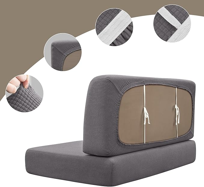 Stretch Rv Dinette Cushion Covers,Rv Couch Covers Dinette Booth Seats with 1 Backrest & 1 Bench Cover,38 in Camper Cushion Covers Dinette Table Slipcover,2 Set-Dark Gray