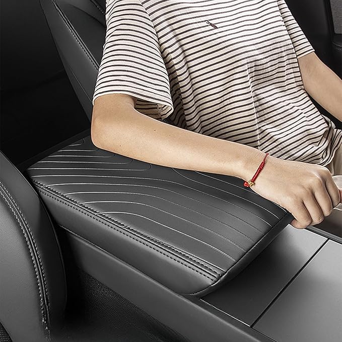 SPORTME Car Armest Cover Soft Leather Anti-Scratch Center Console Cover Pad,Elbow Support Seat Armrest Box Cushion Protector for Tesla Model X 2023 Accessories