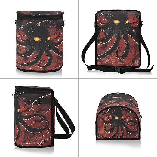 MNSRUU Car Trash Can with Lid, Black Octopus Car Trash Bag Hanging Organizers and Storage for Front Back Seat, Leak-Proof Trash Bin