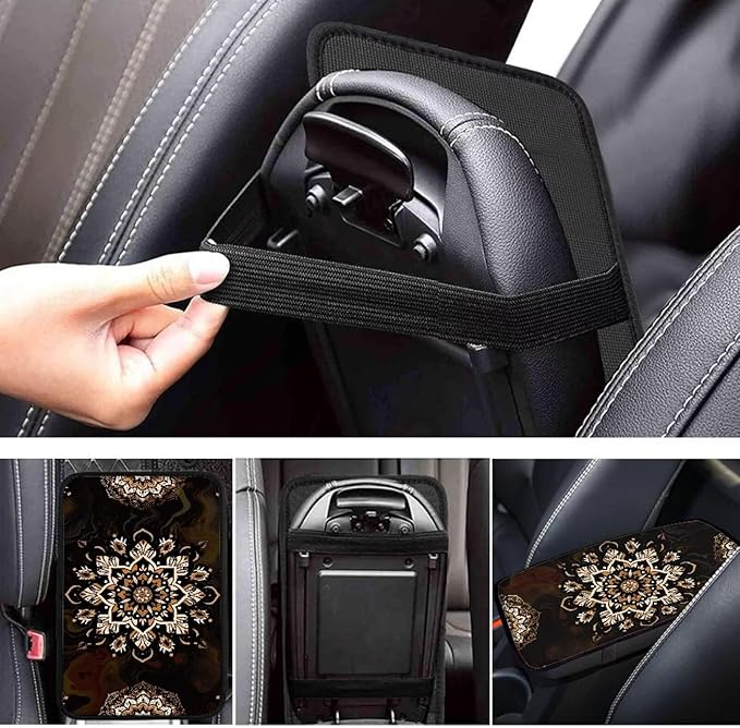 Dreaweet Bohemian Mandala Car Center Console Cover Universal Fit Armrest Seat Box Cover Protector Scratch Resistant Comfort Arm Rest Cover for Car Truck SUV Sedan