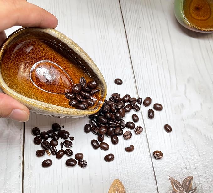 Coffee Bean Dosing Cup, Ceramic Dosing Dish for Coffee Beans, Coffee Been Dosing Tray, Coffee Bar Accessories and Coffee Enthusiast Gift(Brown)
