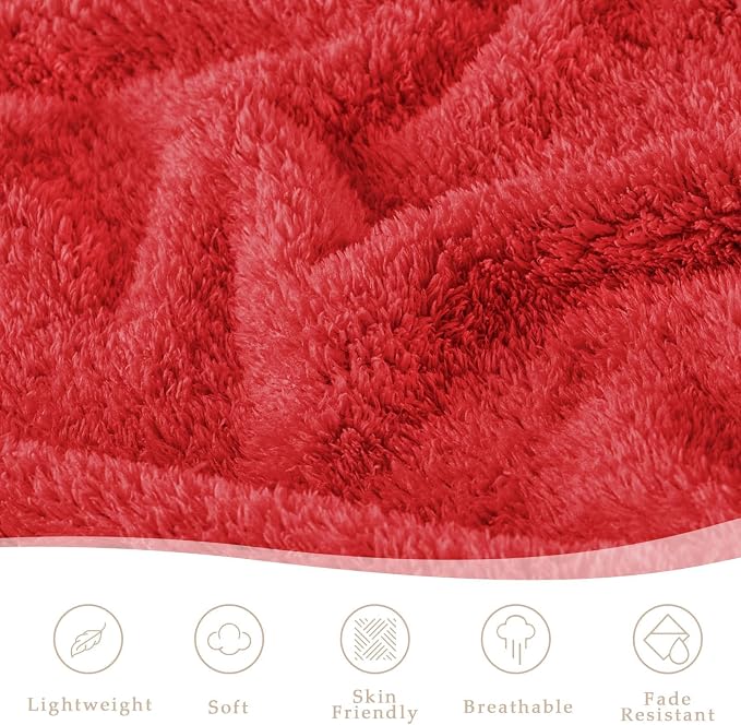 Exclusivo Mezcla Fleece King Size Bed Blanket, Ultra Soft, Lightweight and Fuzzy Red Blanket for Women, Home Decor, 90x104 Inches