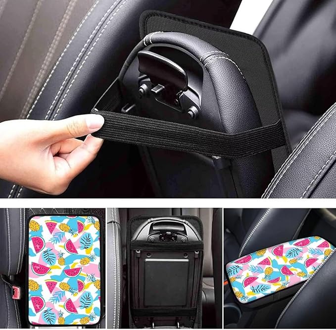 Watermelon Car Center Console Cover Pad Soft Breathable Automotive Armrest Cover Auto Center Console Armrest Cushion Covers Pads Fruit Car Accessories