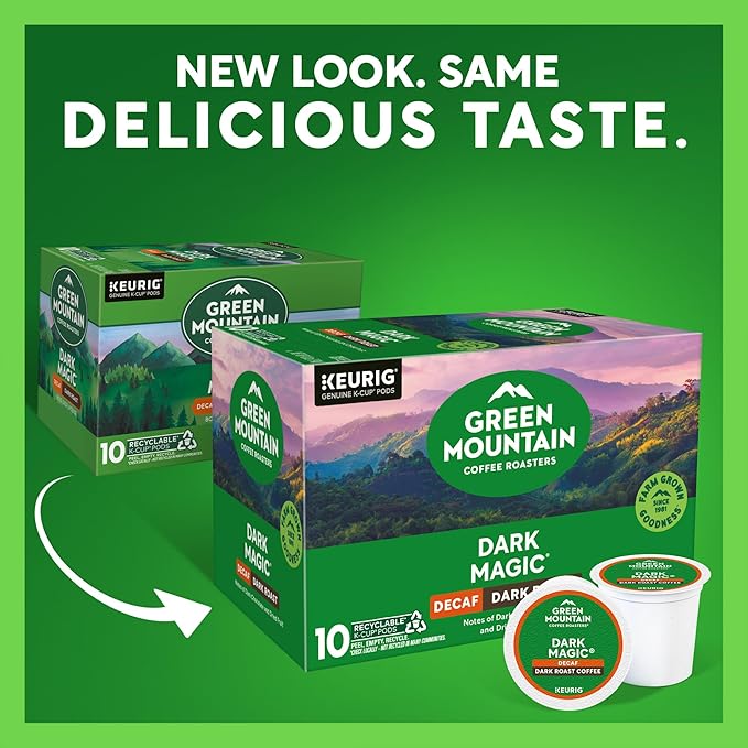 Green Mountain Coffee Dark Magic Decaf, Keurig Single Serve K-Cup Pods, Dark Roast Coffee, 60 Count, (6 Packs of 10)