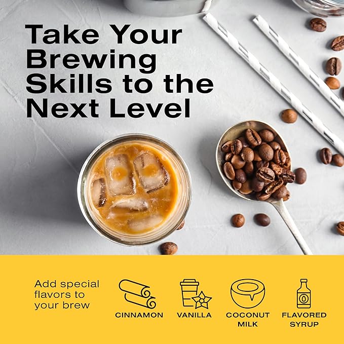 Bean Envy Cold Brew Coffee Maker - 32 oz Glass Coffee Cold Brew Maker and Pitcher w/Silicone Cap & Base