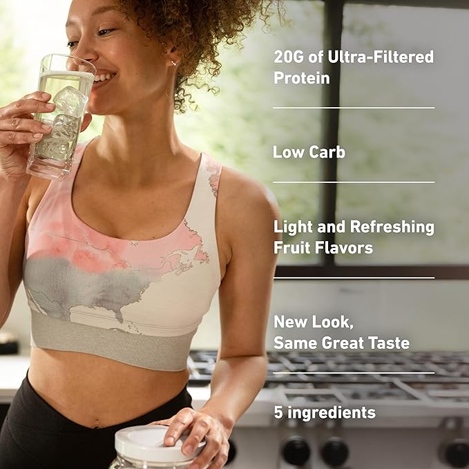 Isopure Clear Whey Isolate Protein Powder, Lactose Free, Gluten Free, Naturally Flavored, Citrus Lemonade, 20g Protein Per Serving, 1.9 Lb, 36 Servings (Packaging May Vary)