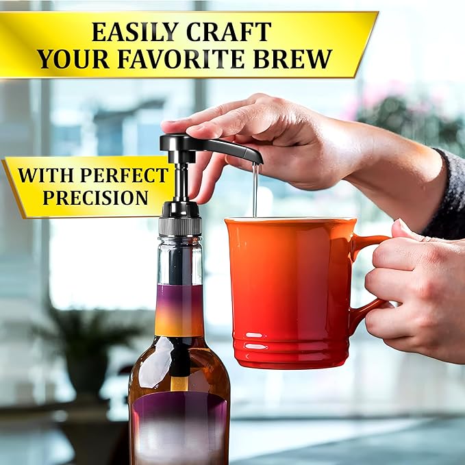 4 Pcs Coffee Syrup Pump Dispenser Set - Syrup Pumps for Coffee Bar 750ml Bottles with Food-Grade Plastic Adjustable Tube, Lockable Mechanism - Accurate Dispensing, Easy Cleaning for Various Liquids