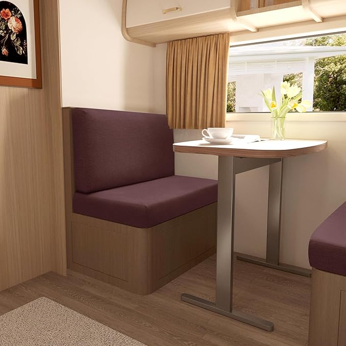 Stretch Rv Dinette Cushion Covers,Rv Dinette Booth Seats with 1 Backrest & 1 Bench Cover,38 in Camper Cushion Slipcover Booth Set,1 Set-Dark Coffee