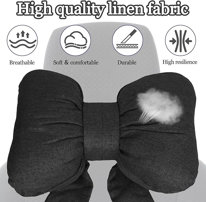 wuyaoyao Bow Car Headrest Pillow, Cute Bow Shape Car Neck Pillow, Soft Comfortable Automotive Seat Headrest Pillows for Driver, Universal Vehicle Neck Support Cushion for Sleeping Travel(Black)