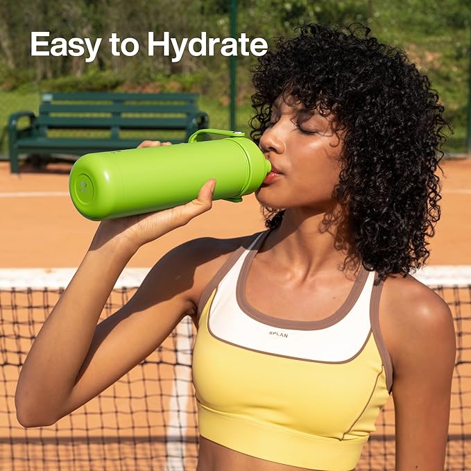 ENCOOL Insulated Water Bottle with Straw Stainless Steel Water Bottle, Leak-Proof, BPA-Free, Double Wall Vacuum Keeps Cold for 24 Hours for Sports, Travel, School (32 oz, Sharp Green)