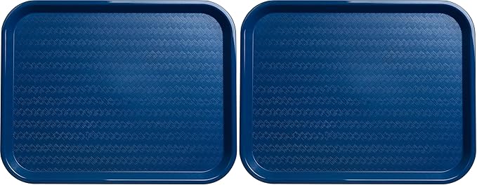 Carlisle FoodService Products Cafe Plastic Fast Food Tray, 14" x 18", Blue (Pack of 2)