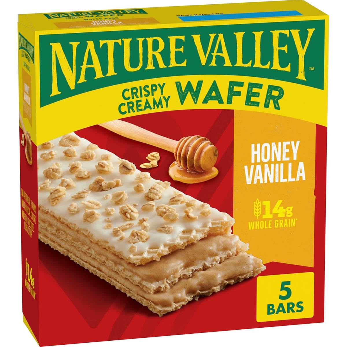 Nature Valley Crispy Creamy Wafer Bars, Strawberry, Whole Grain, 5 Bars, 6.5 oz