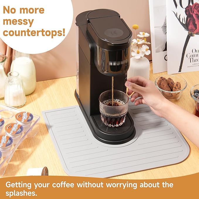 Silicone Coffee Mat for Keurig K-Express and K-Iced Coffee Maker, Coffee Bar Accessory for Countertop, Espresso Machine Accessories, Splash-proof, Easy to Move, Dishwasher Safe