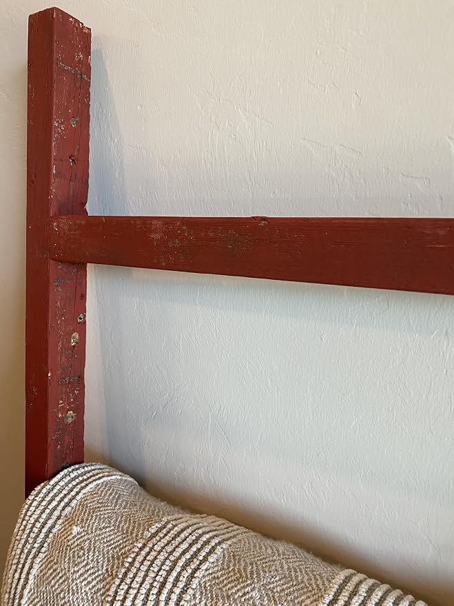 BARNWOODUSA Rustic Farmhouse Decorative Ladder - Our 6 ft Ladder can be Mounted Horizontally or Vertically and is Crafted from Upcycled Wood No Assembly Required Rustic Red