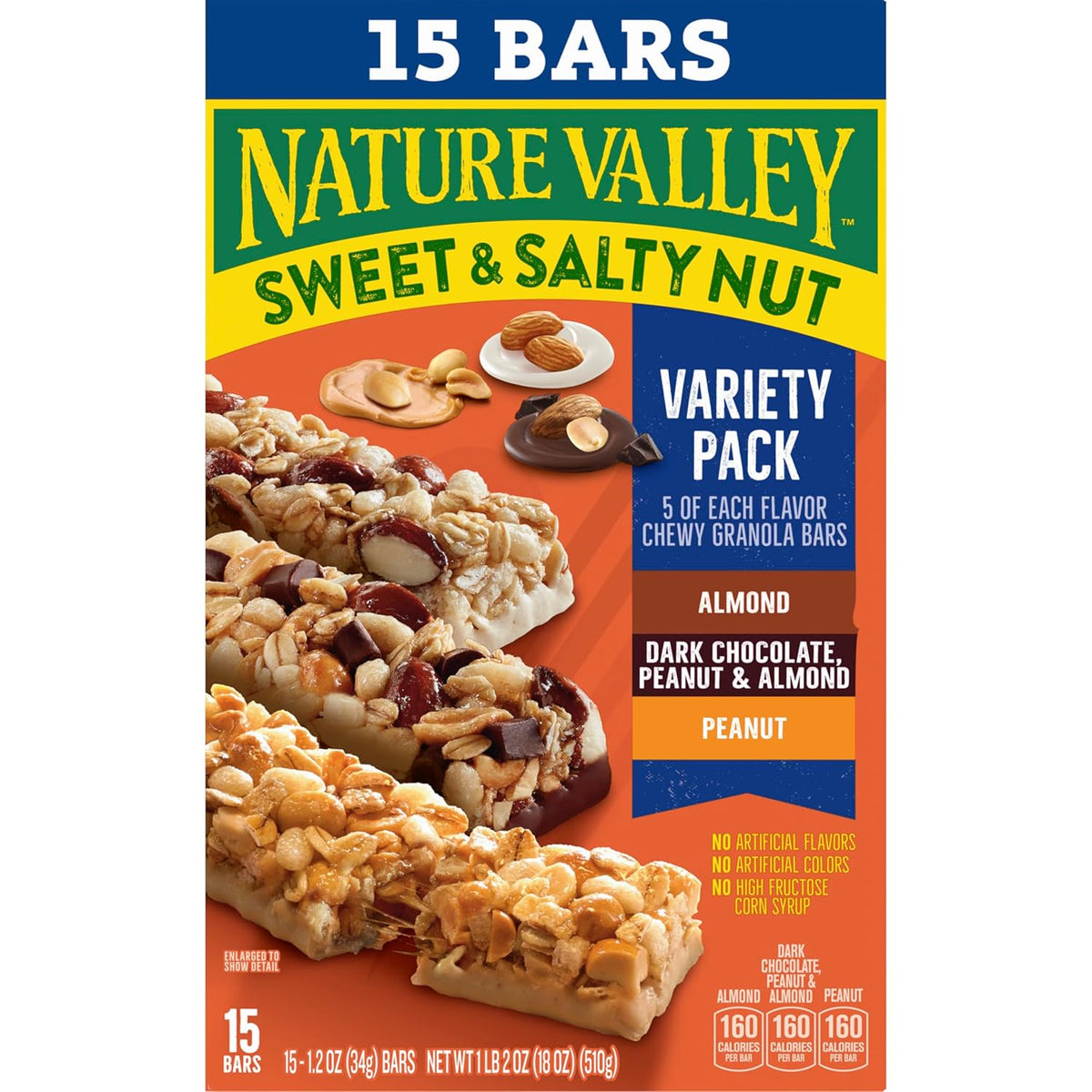 Nature Valley Sweet and Salty Nut Granola Bars, Variety Pack, 15 Bars, 18 oz