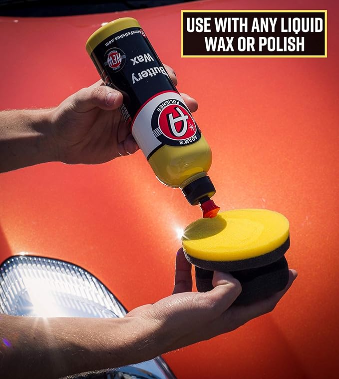 Adam's Polishes Yellow Hex Grip Car Wax Foam Applicator - Waxing Kit Glaze Sealant Liquid Paste Wax Ceramic Coating | Auto Accessories | Car Wash Kit Cleaning