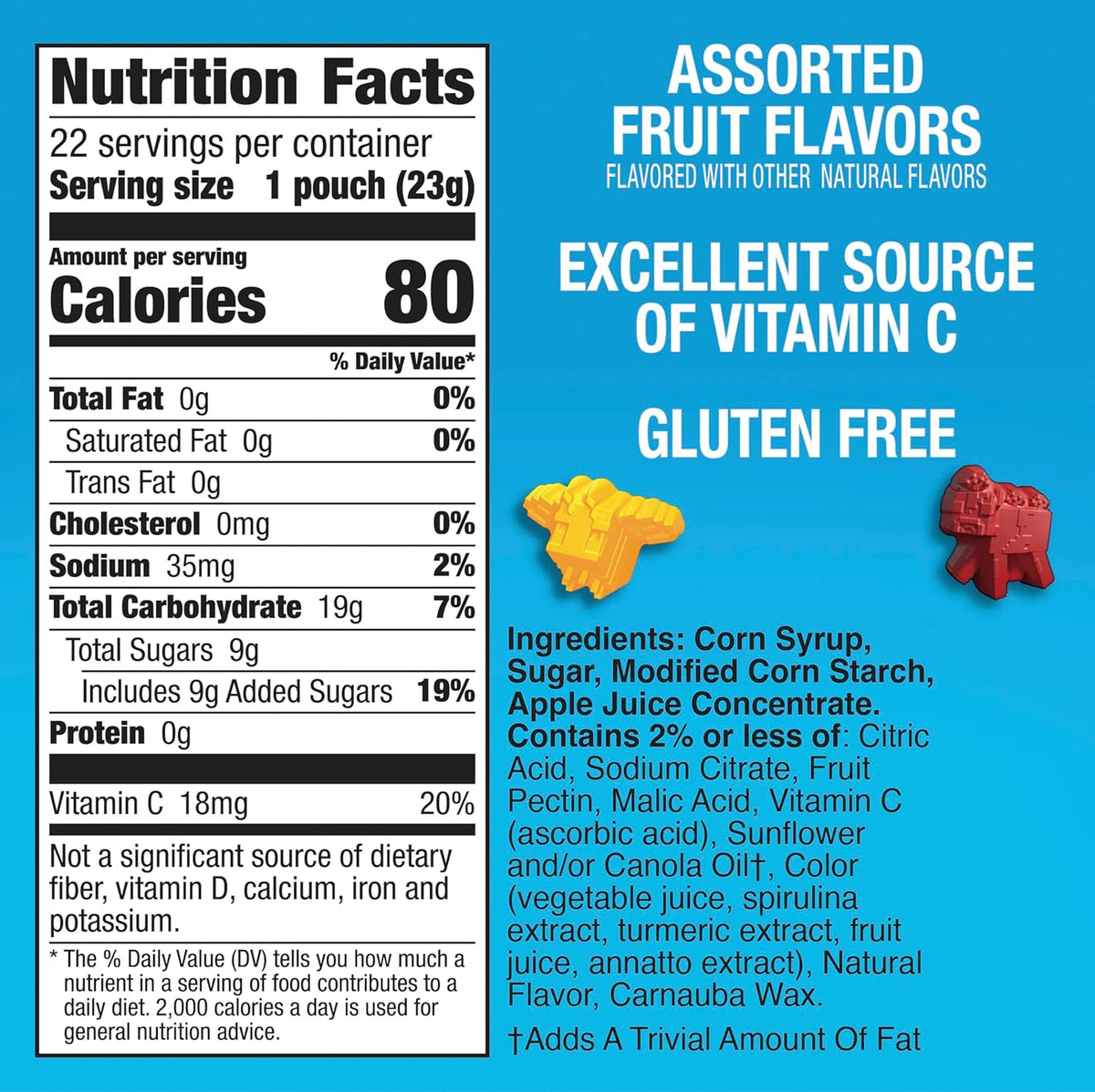 Minecraft Fruit Flavored Snacks, Fat Free and Gluten Free Snacks, 17.6 oz (22 Pouches)