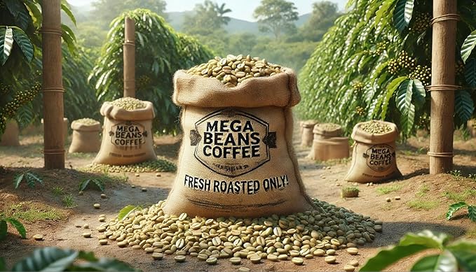 Unroasted Green Coffee Beans, Mega Beans Coffee, Specialty Grade Green Coffee Beans. (5 LB, Nicaragua)