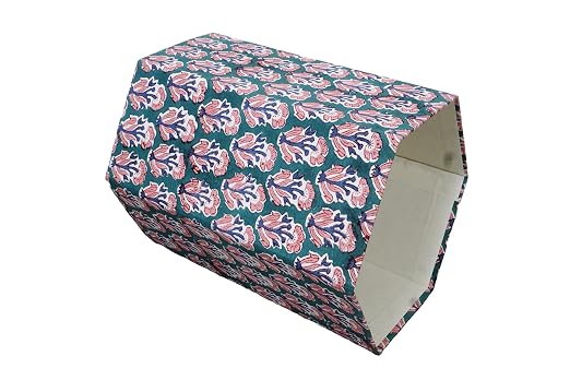 3.3 Gallon Cotton Hand Block Printed Paper Waste Basket |Small Decorative Trash Can for Housewarming Gifts in Living Room, Bedroom, Bathroom | Eco-Friendly, Plastic-Free (1, Green Blue RED Tree)