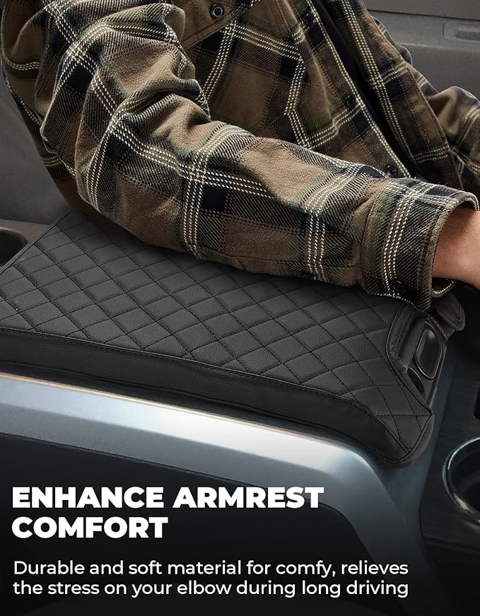 ISSYAUTO Center Console Cover Armrest lid Cover Compatible with 2009-2014 F150, Leather Arm Rest Covering for Car, Well-Make Durable Middle Console Cover Armrest Box Protective Cover