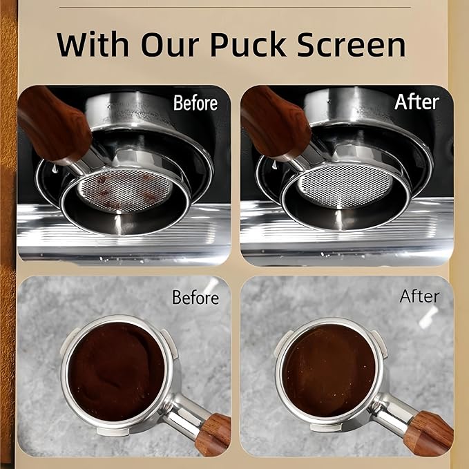 Espresso Puck Screen for 51mm Portafilter Basket, 1.7mm Thickness Made with 316 Stainless Steel, Coffee Machine Reusable Filter for Barista Accessories (51mm *2）