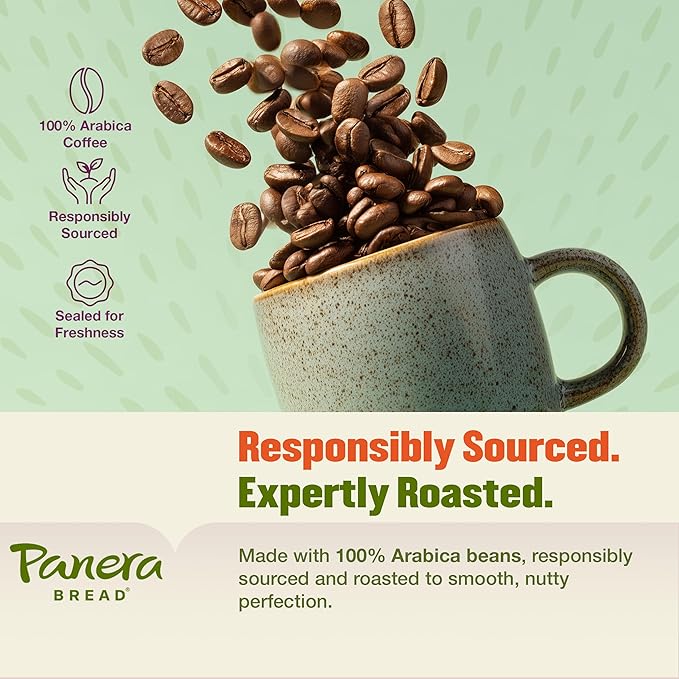Panera Coffee Cinnamon Roll Ground Coffee, 100% Arabica Medium Roast, Bakery-Inspired Flavor, No Artificial Ingredients, 12oz Bag Pack of 6 (72 oz Total) for Home Brewing