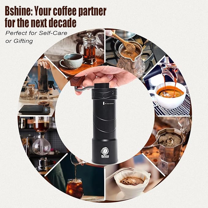 Bshine manual coffee bean grinder with Carrying Case,Numerical External Adjustable,conical burr hand crank coffee grinder mini molino para cafe,moledor de cafe de grano molino para cafe