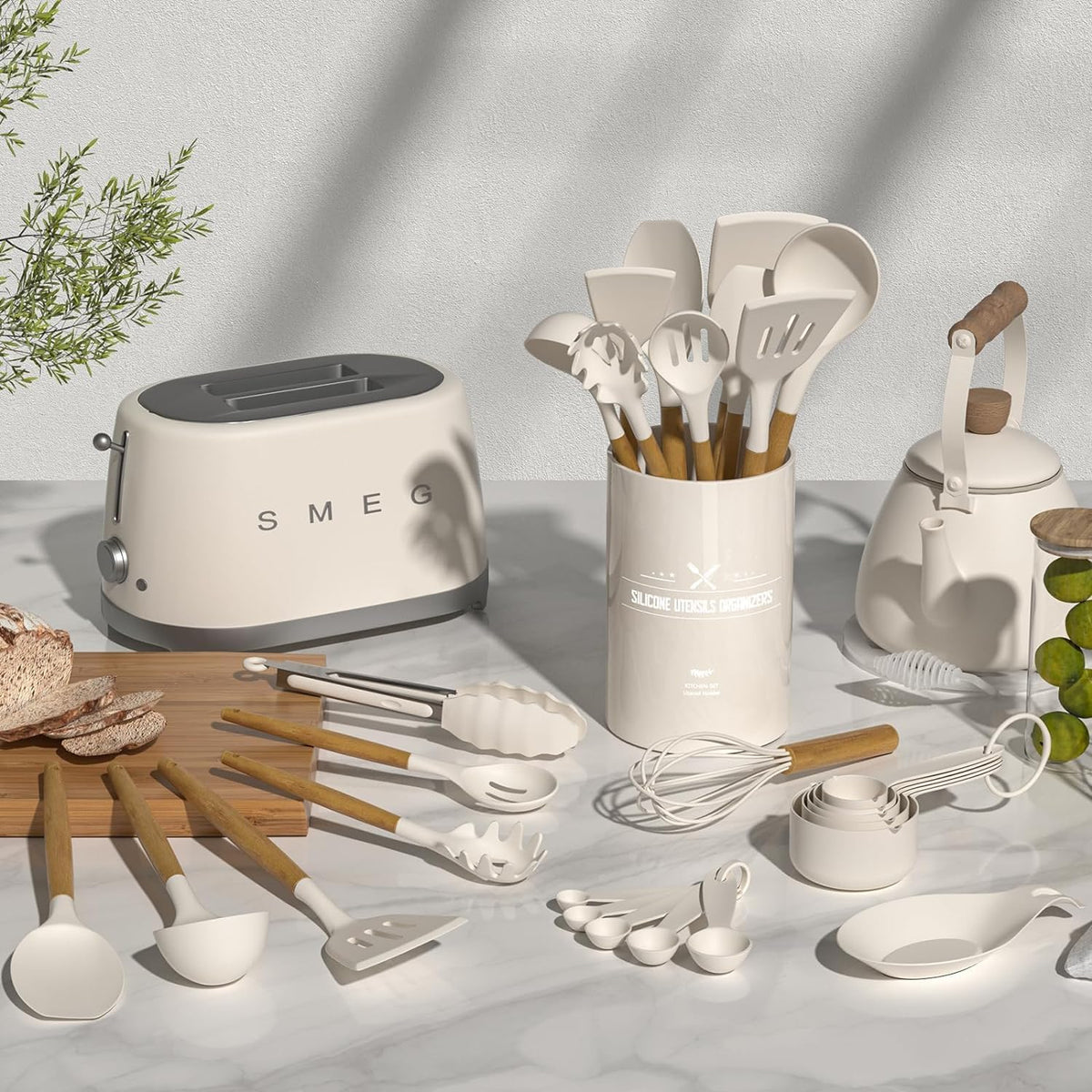 Umite Chef 33‑Piece Silicone Cooking Utensils Set with Holder