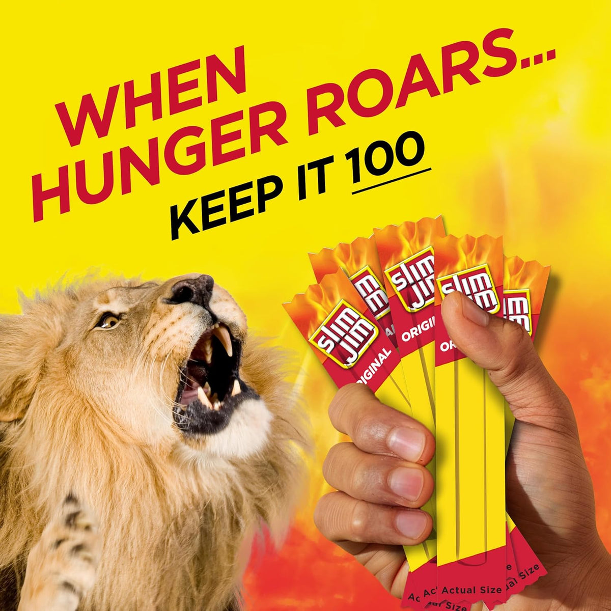 Slim Jim Smoked Meat Sticks, Original Flavor, 6g Protein Per Serving, Snack Size, 0.28 oz. (100 Count)