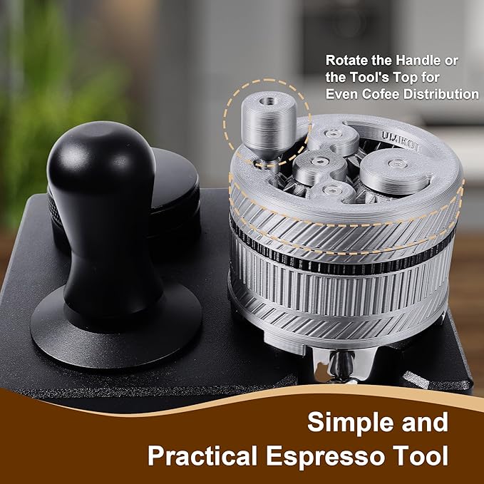 ShanSon WDT Espresso Tool with Brush Base Coffee Powder Distributor Needle WDT Tool for Barista Coffee Bar Espresso Distribution Tool,58mm,Gray&Black