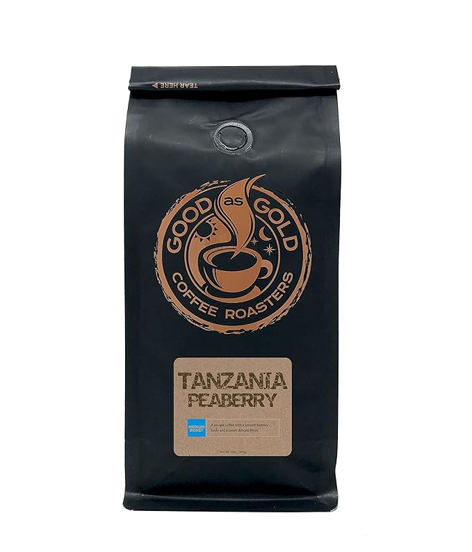 Tanzania Peaberry Coffee - Good As Gold Coffee Roasters - 12oz Whole Bean