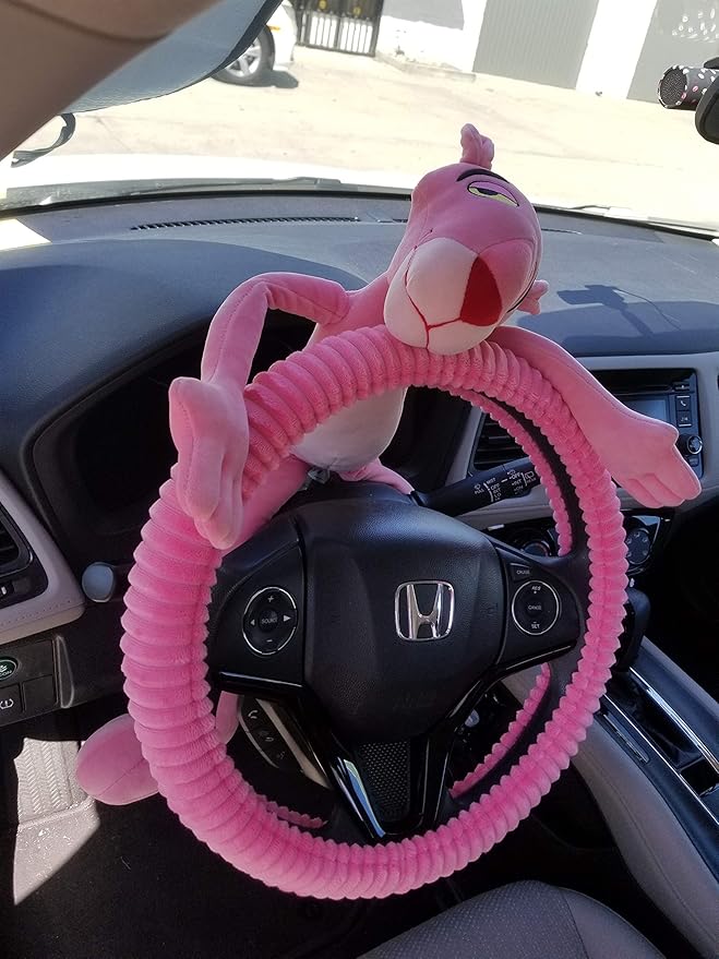 Jdragon Pink Velvet Slip On Style Steering Wheel Cover Soft Comfy Long Lasting Warm