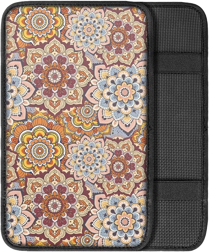 Art Mandala Armrest Cover Car Easy to Install Car Center Console Cushion Pad Universal Cars Interior Accessories Cars Arm Rest Cover Fashion Auto Interior