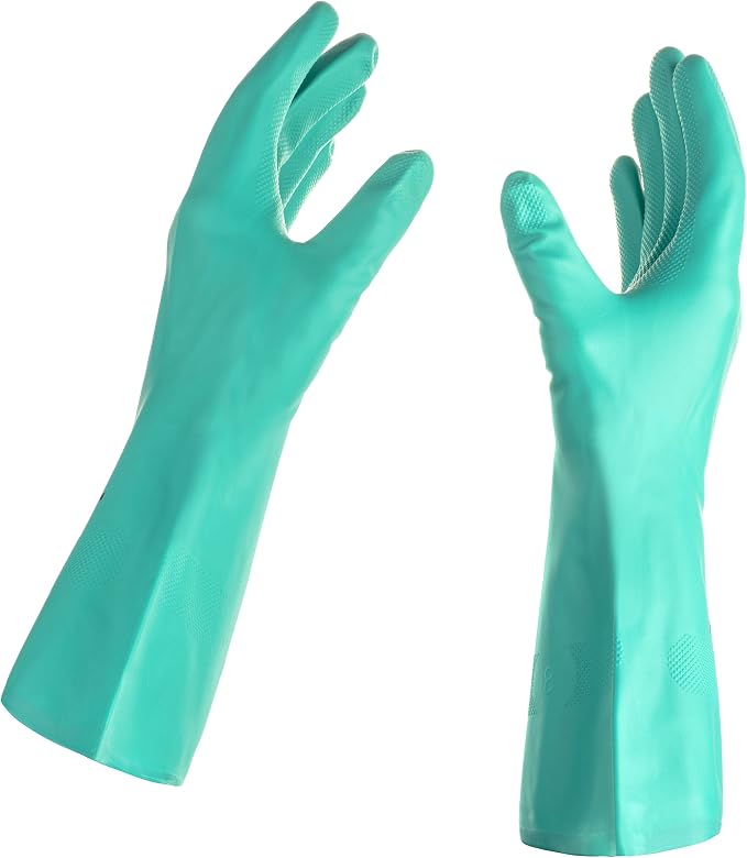 Tusko Products Best Nitrile Rubber Cleaning, Household, Dishwashing Gloves, Latex Free, Vinyl Free, Reusable not Disposable, Medium M (1 Pair)