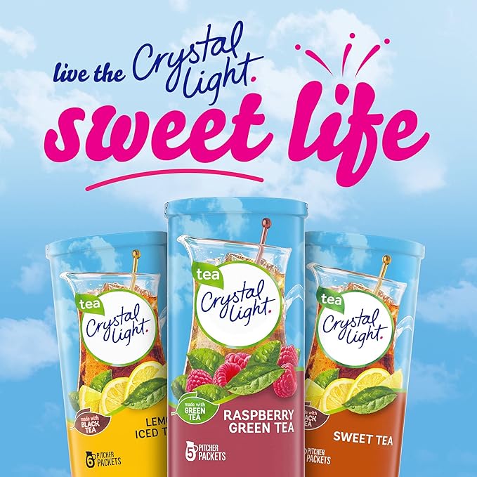 Crystal Light Sugar-Free Raspberry Green Tea Naturally Flavored Powdered Drink Mix One Cannister containing 5 Pitcher Packets