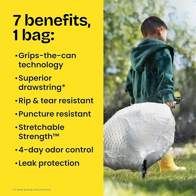 Glad ForceFlex Tall Kitchen Drawstring Trash Bags, 13 Gal, Fragrance Free, 80 Ct (Package May Vary)