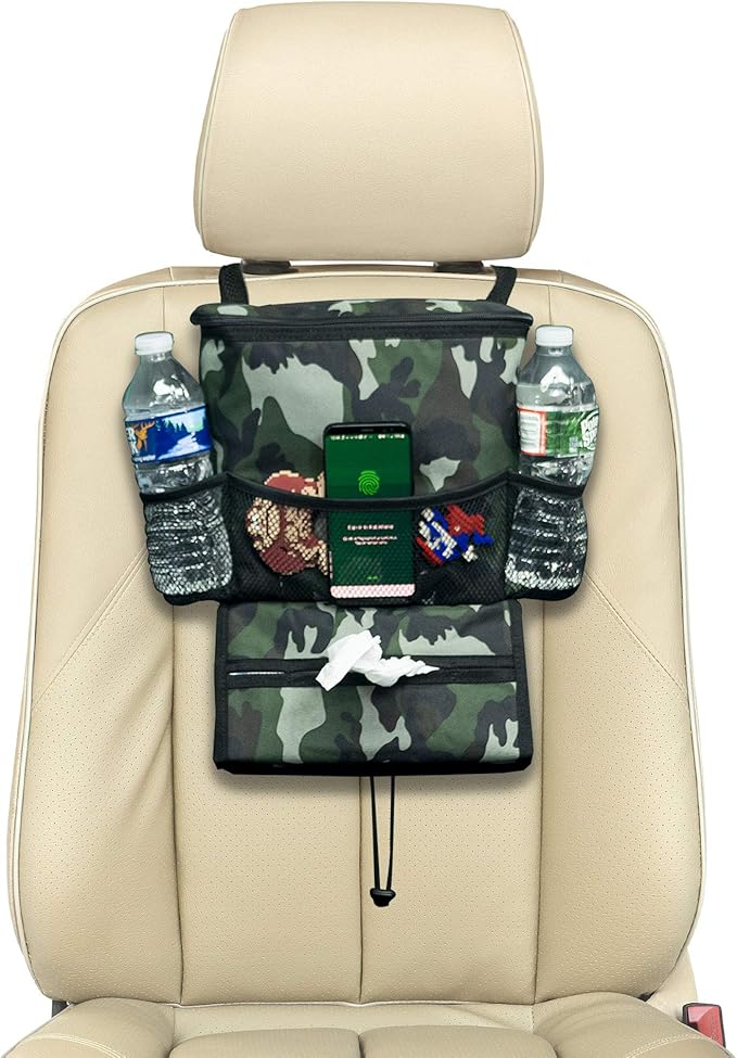 FH Group E-Z Travelâ„¢ Print Car Trunk Organizer with Cooler - Multifunctional Seat Back Storage Bag Dark