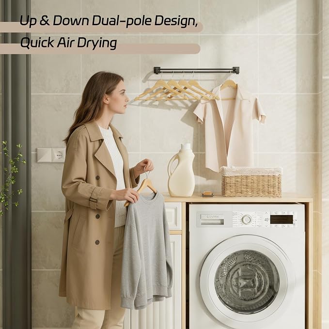 Alise Double Towel Bar, 24 Inch Towel Rack for Bathroom Wall Mounted, SUS304 Stainless Steel Bathroom Towel Holder Joining Process Towel Rail for Bathroom,Matte Black