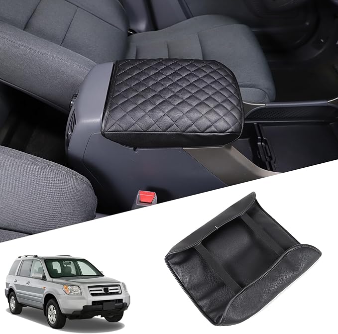 Center Console Armrest Cover for Honda Pilot 2003 2004 2005 2006 2007 2008 Accessories, Leather Armrest Lid Cushion Pad, Armrest Seat Box Cover Mat (no Pockets)