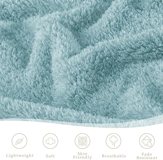 Exclusivo Mezcla Fleece King Size Bed Blanket, Ultra Soft, Lightweight and Fuzzy Stone Blue Blanket for Women, Home Decor, 90x104 Inches