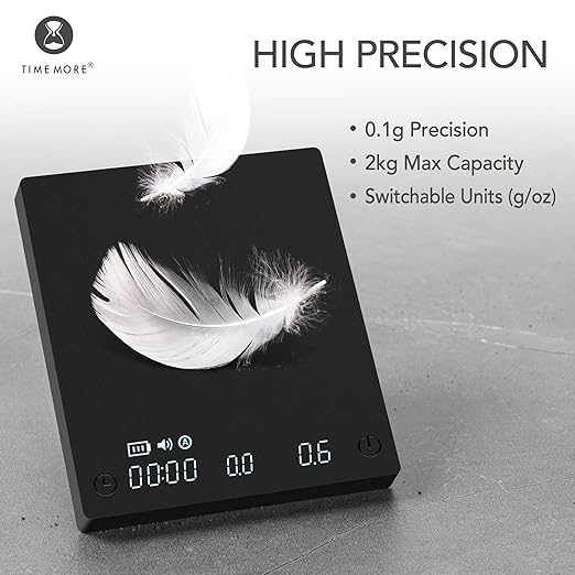 Timemore Basic Mini Coffee Scale, Slim & Lightweight Design, Three Modes | Digital Espresso Scale with Timer for Precision Brewing, Black